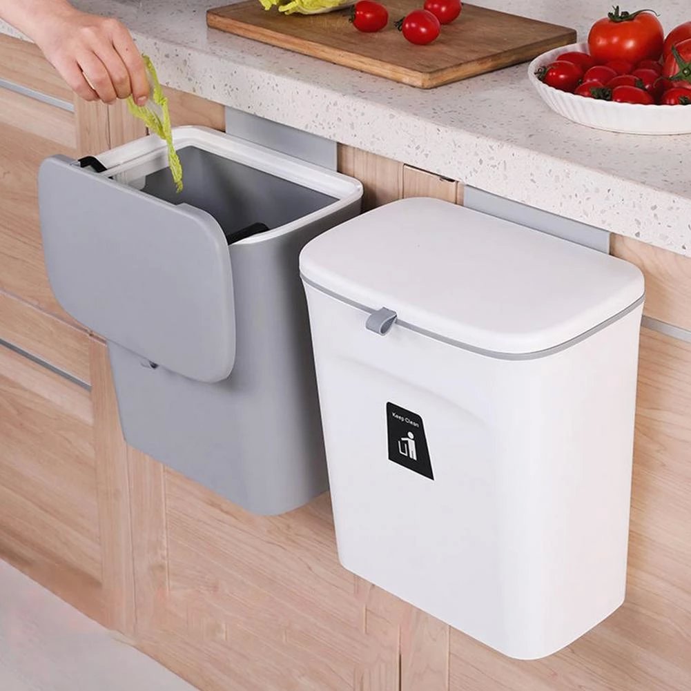 Thùng rác treo gắn tủ bếp có thể gài cánh tủ